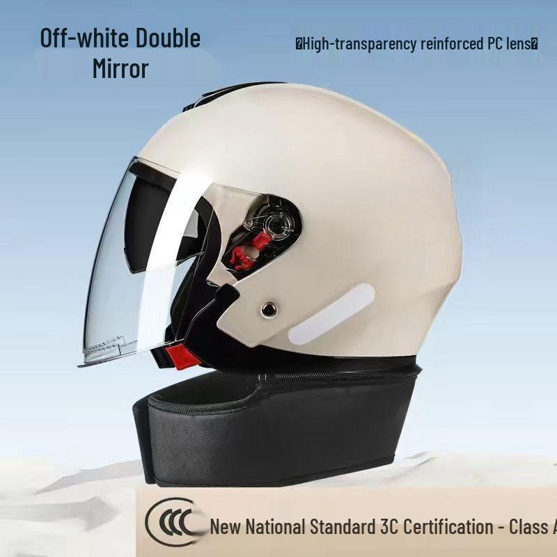 National 3C Certified Winter Double Visor Helmet, Unisex All-Season Electric Vehicle Safety Helmet.