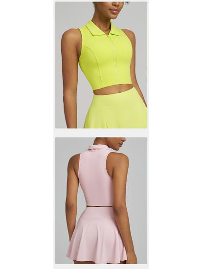 Juman Damen Tennis-Weste mit Front-Reißverschluss und integrierten Polstern - Sport-BH für Yoga & Fitness
