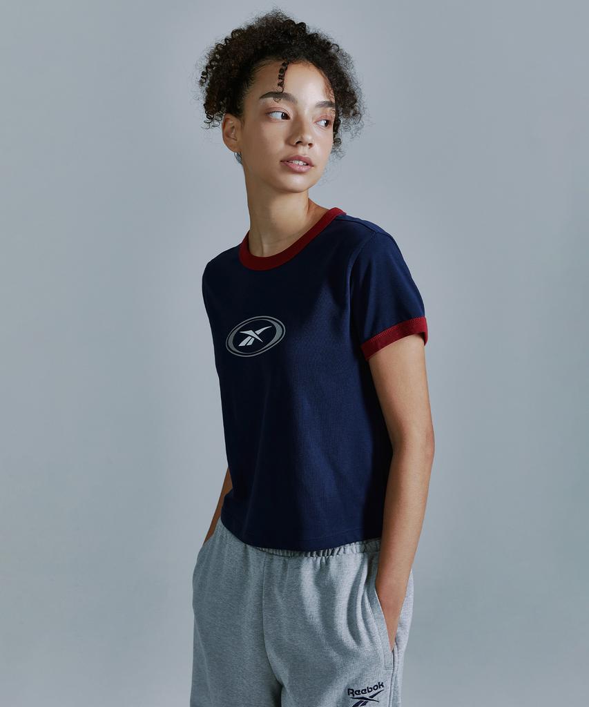 Reebok Essentials Semi-Crop Ringer T-Shirt (W) - Navy