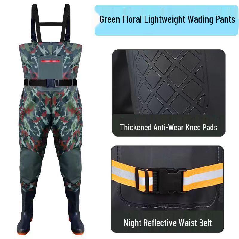 Men's One-Piece Full-Body Fishing Waders with Boots - Waterproof Rain Pants and Jacket Set