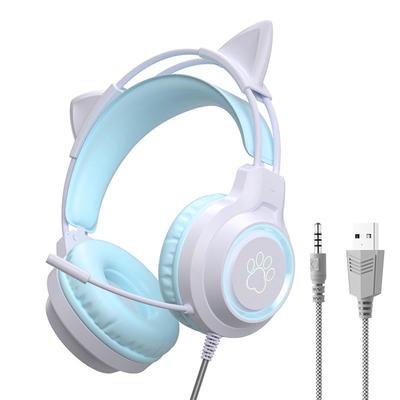 GHDVOP Cat Ear Gaming Wired Cute Wired Headphones with 40mm Stereo Compatible with PS4 One New Japanese Instruction Manual Included Headphones,