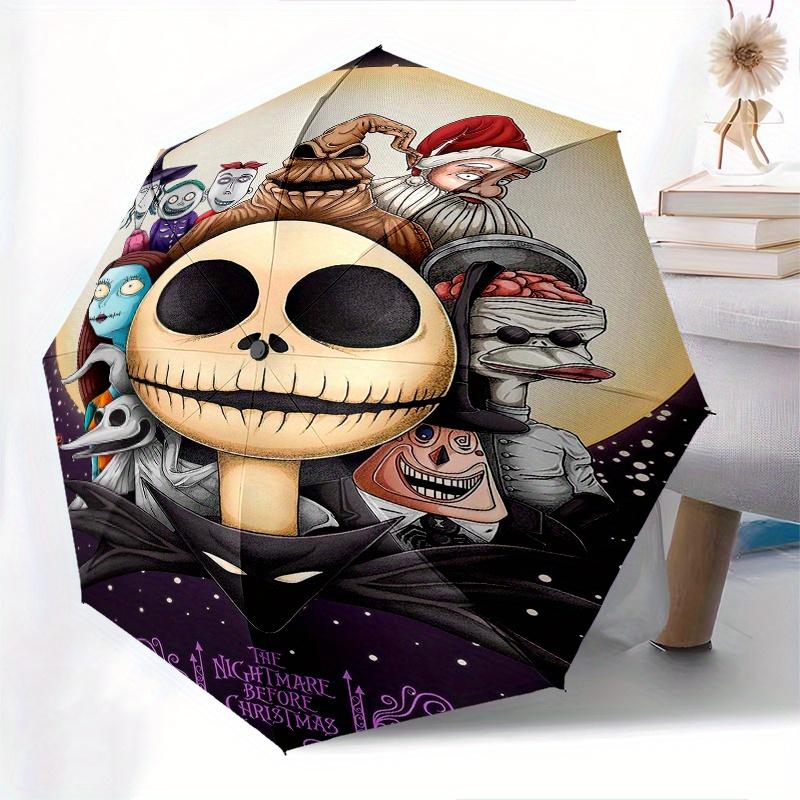 

The Nightmare Before Christmas Theme Automatic Folding Umbrella - 3 Folding Design, Vivid Cartoon Pattern, Suitable for Outdoor Activities,