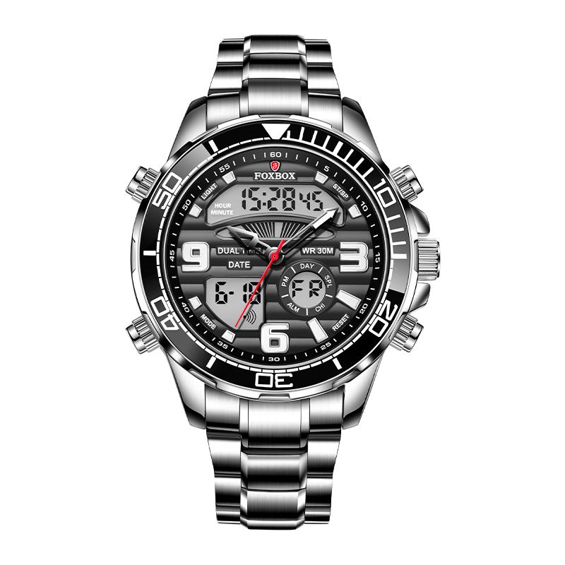 FOXBOX Digital Men Military Watch Waterproof Wristwatch LED Quartz Clock Sport Watch Male Big Watches Men Relogios Masculino+Box