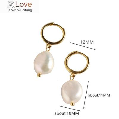 Echtes 100 % 925 Sterling Silber Barock Minimalistische Runde Ohr Hoop Unregelmäßige Perle Tropfen Ohrringe Für Frauen Ins Schmuck