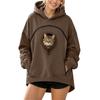 Felpa con Cappuccio da Donna Kangaroo Blackley Casual Tinta Unita Tasca a Marsupio Felpa con Cappuccio Top Tasca Gatto Tasche Gatto Felpa con Cappuccio per Donna