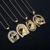 European and American Jewelry 2026 Color-preserving Gold-plated Diamond-encrusted Horse Head Pendant Necklace