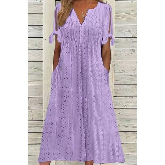Wish Fashion Casual Loose High Waist Embroidered Solid Color Dress Tide