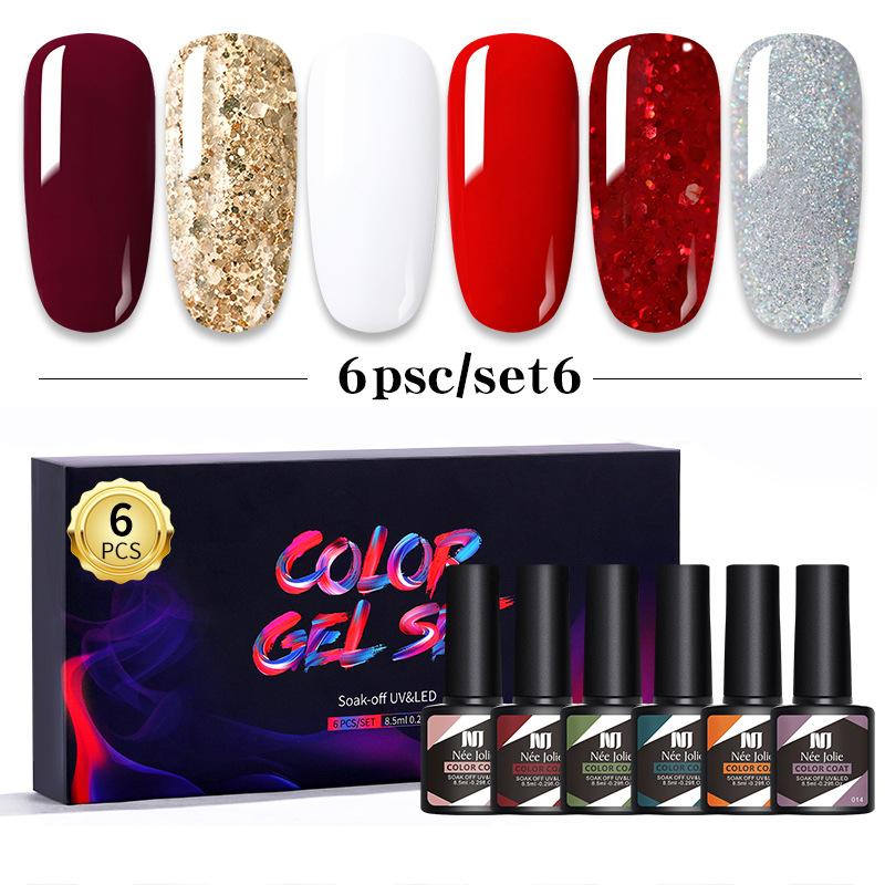 Nail Polish Glue Set 8Ml 6 Bottles Boxed Nail Art Barbie Glue Japanese Nail Color Glue Phototherapy Glue