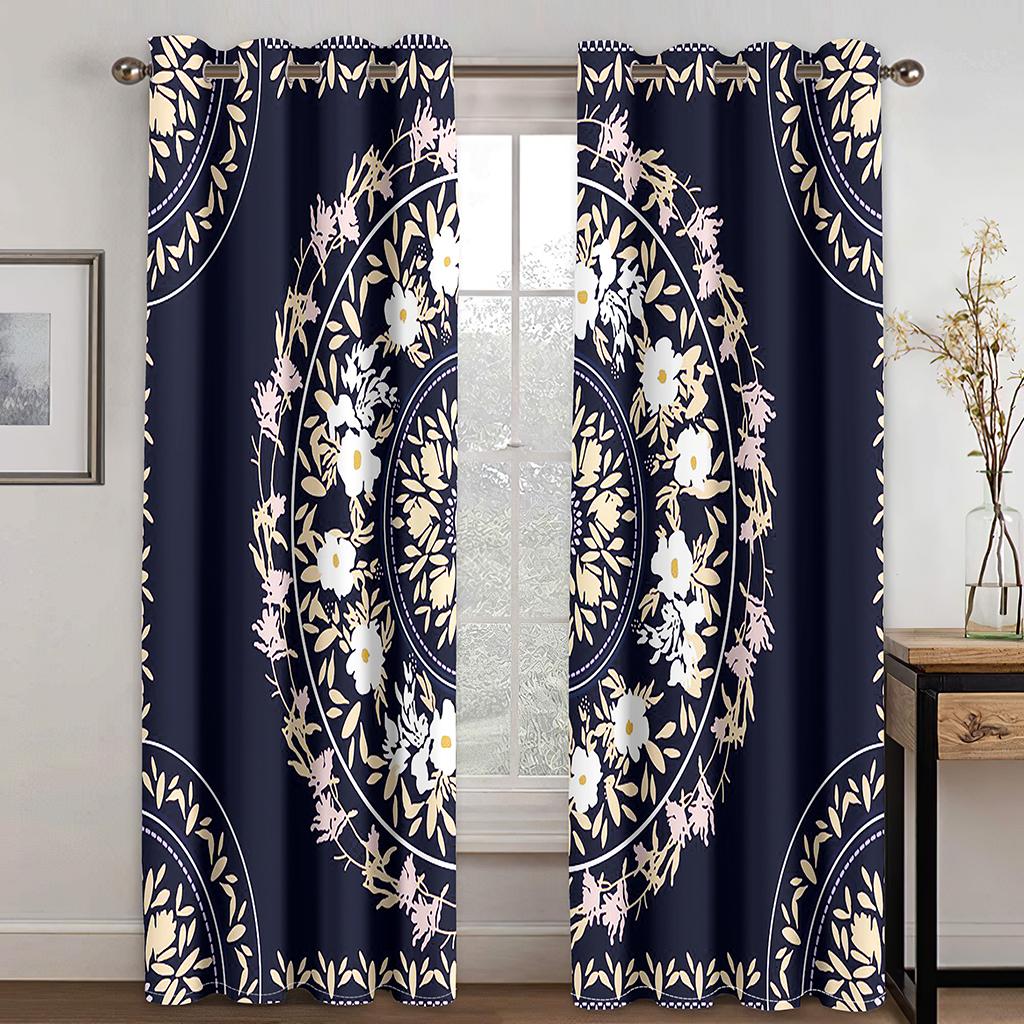 Bohemian Abstract Geometric Luxury Simple Free Shipping Thin 2 Pieces Shading Window Drape Curtain for Living Room Bedroom Decor