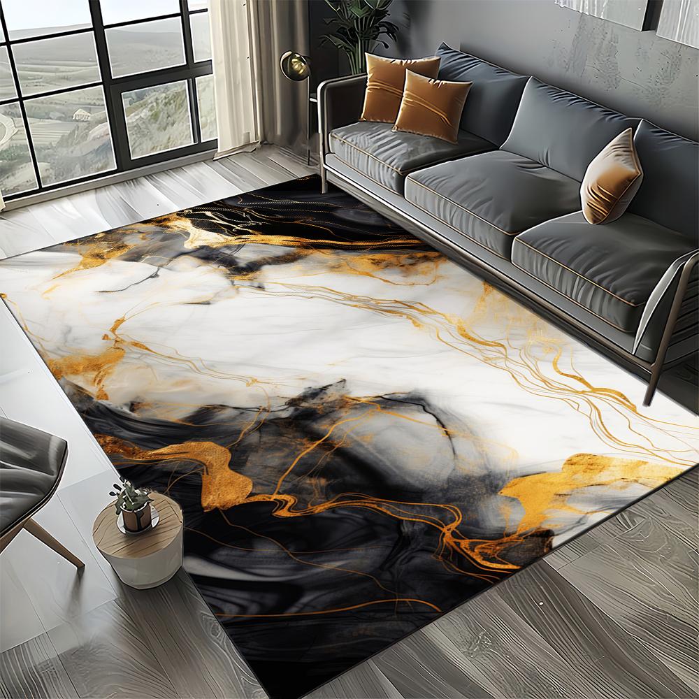 27 Styl Nowa Moda Marmur Czarny Biały Złoty Kamień Dywanik Dywan do Salonu Sypialni Dekoracja Domowa Sofa, Mata Podłogowa Antypoślizgowa