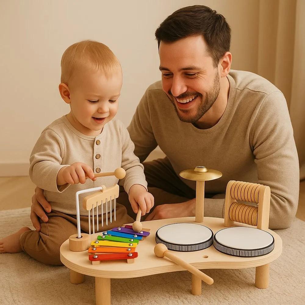 

Детский многофункциональный перкуссионный инструмент, пианино, барабан, гонг, развивающий ручной барабан для малышей, музыкальная деревянная игрушка One Size хаки