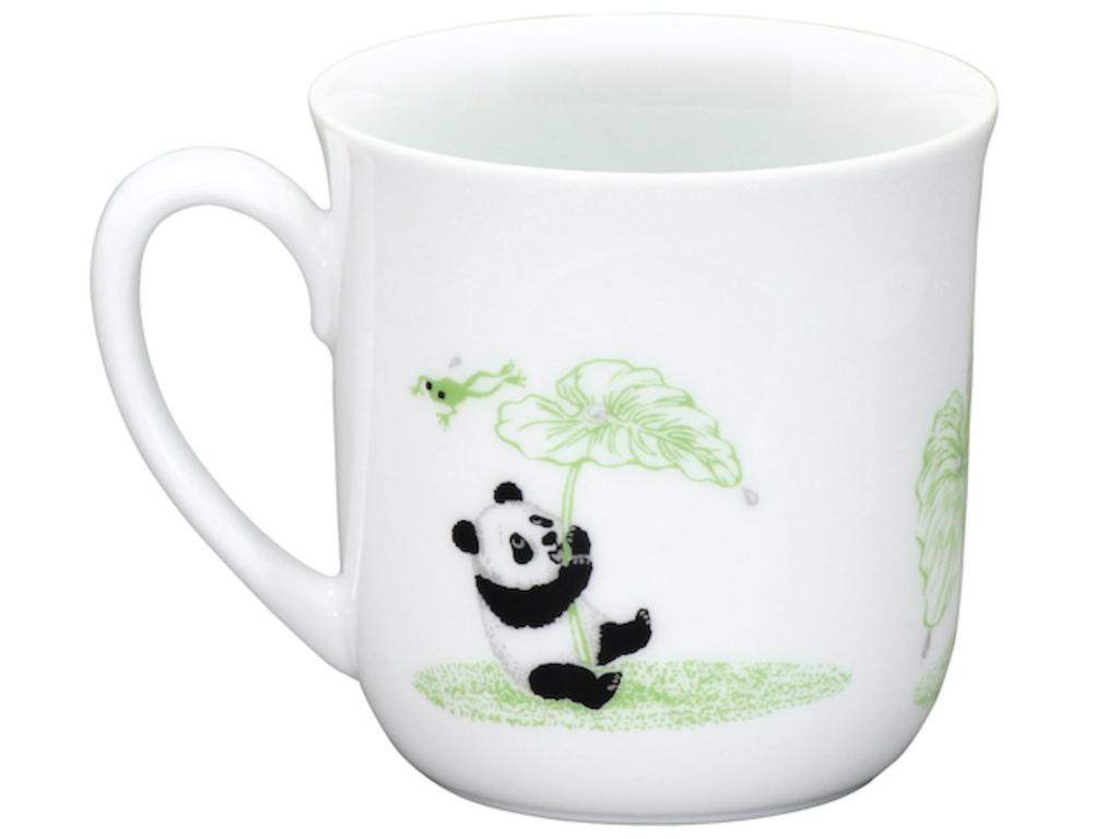 Okura Touen Panda Parent and Child Auspicious Tale Part 2 After the Microwave and Dishwasher Made In - - "Hello Rain" Mug, Coffee/Tea, Approx. 350cc,