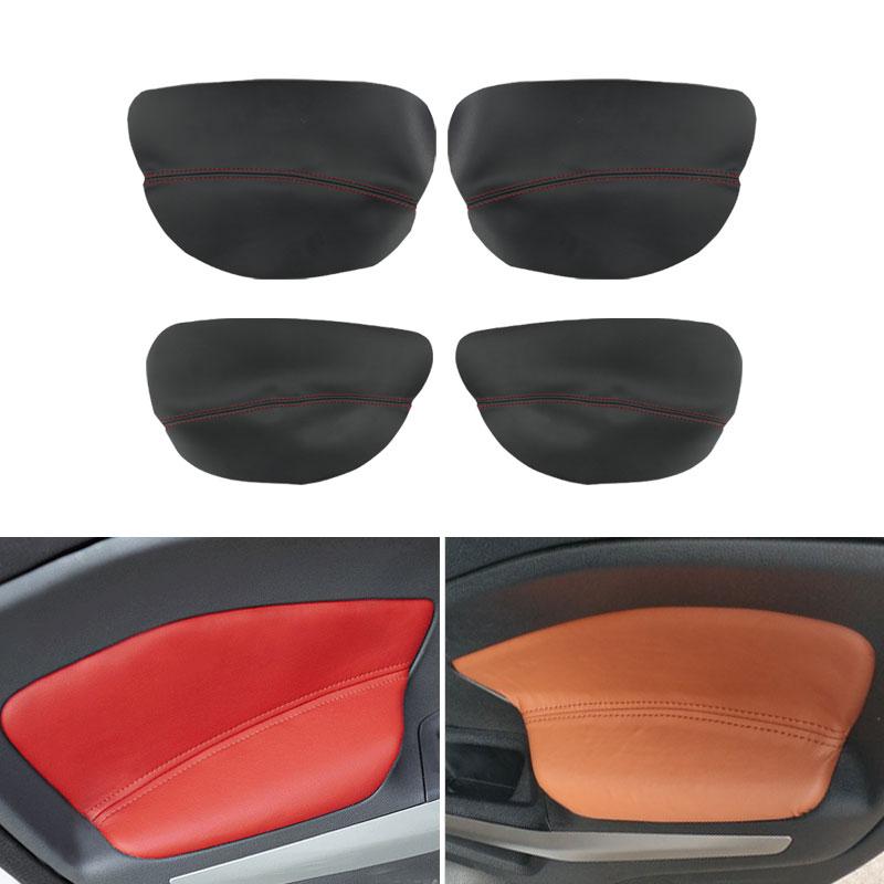 

4 шт., автомобильный Стайлинг, дверная ручка, подлокотник, панель из микрофибры, кожаный чехол, отделка для Ford Kuga EcoSport 2013 2014 2015 2016 2017