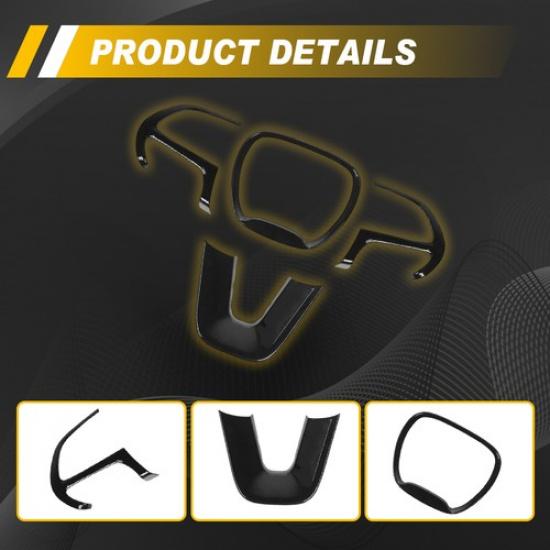 4PCS Glossy Black Steering Wheel Trim Cover Panel for 2015- Dodge Challenger
