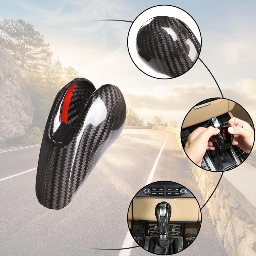 100% Real Carbon Fiber Interior Gear Shift Head Cover Knob Trim Car Accessories for Porsche Macan Panamera Cayman Boxster 911 718 2008-2020