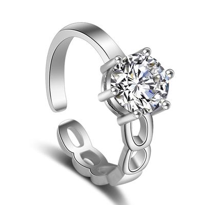 Wedding Ring Female Asymmetrical Ring Opening Korean Version Fashion Temperament, Jewelry Silver Plated Ring Jewelry