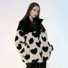 Winter Love Women's Plush Faux Fur Hooded Coat - Korean Style Loose Fit Jacket