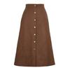 Corduroy High Waist Midi Skirt With Button Closure For Office And Fall Season