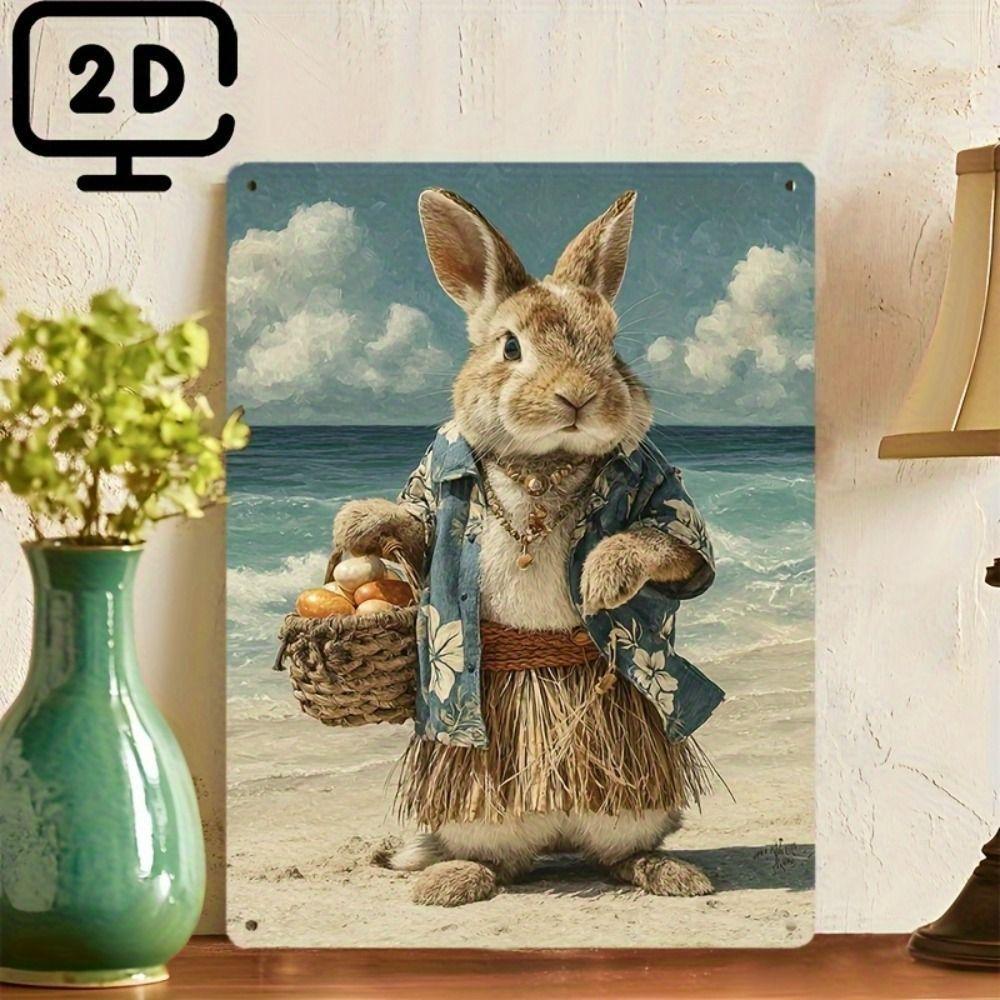 Easter Rabbit Metal Tin Sign Wall Art Decor 20x30cm