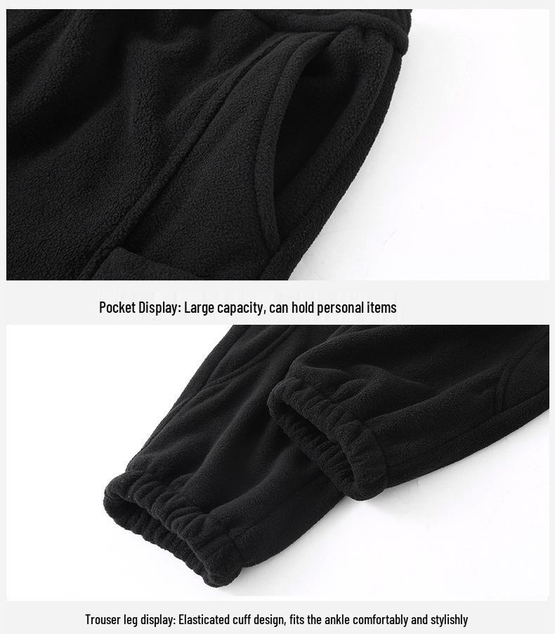 Men's Plus Size Double-Sided Fleece Sherpa Sweatpants, Thickened, Loose Fit, Cuffed, for Autumn/Winter