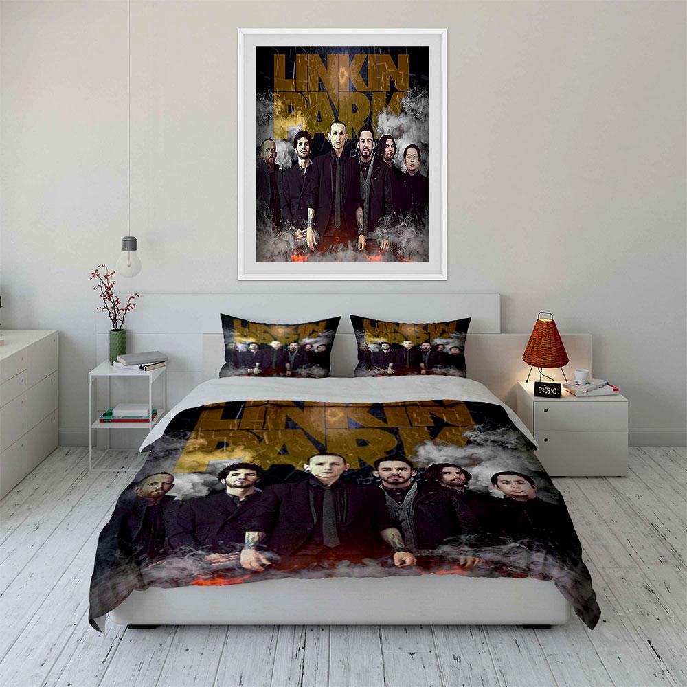 Set Biancheria da Letto Band Linkin Park Copripiumino Copripiumino Federe (1*Copripiumino 2*Federe, senza piumino)