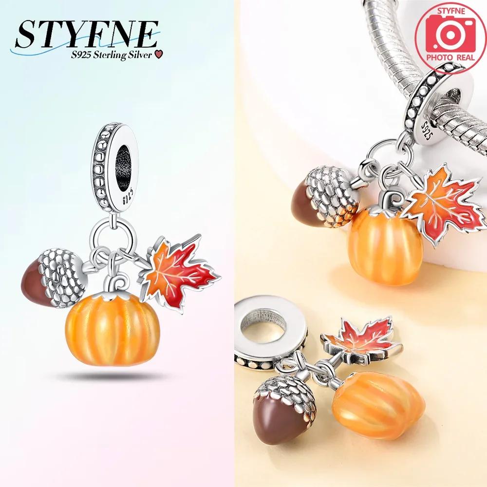 Autumn New Maple Forest Squirrel Pumpkin Car Charms Beads Fits Original Bracelets Bangle Luxury Diy Jewelry Making Women Gifts