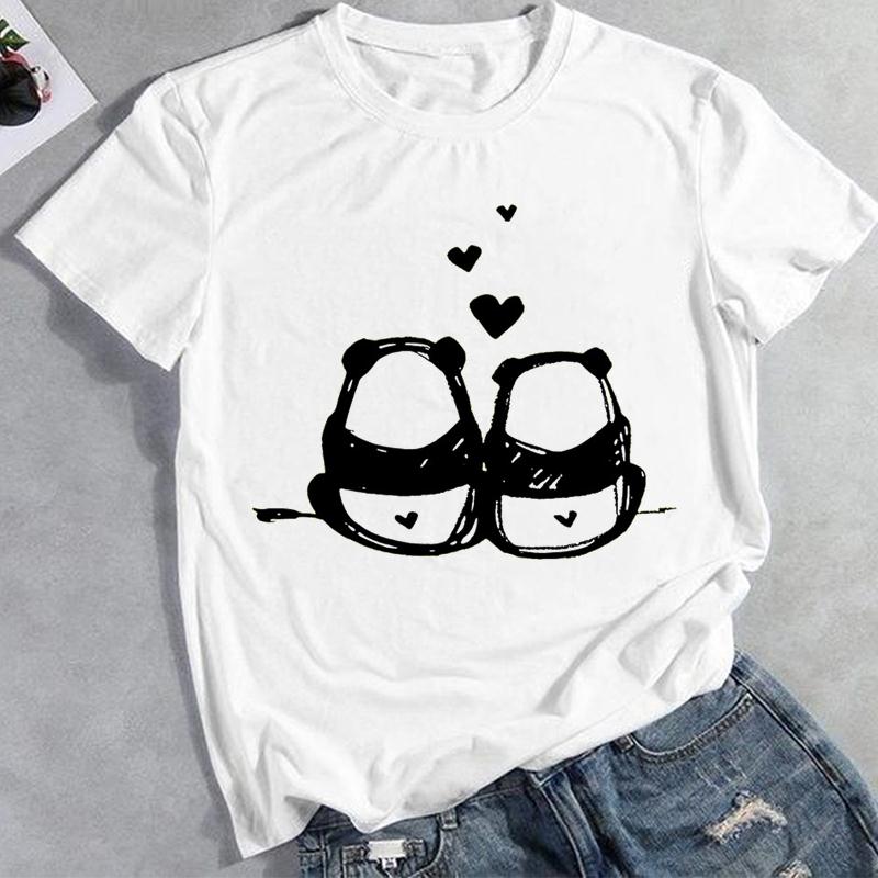 Panda Animal Graphic T-shirt Clothing Cartoon O-neck Casual Summer Fashion Women Top T-shirt Short Sleeve Lady Female Print Tee