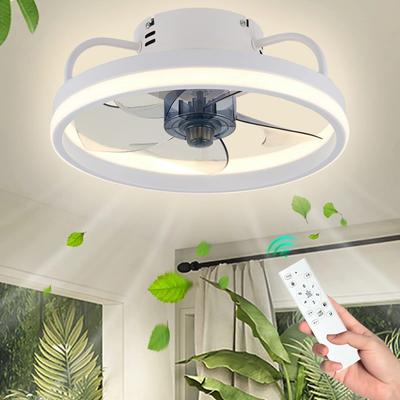 Smart Ceiling Fan with Lights for Home, Lamp with Remote Control, Bedroom Invisible Air Sheets, Silent, 33cm, 55W