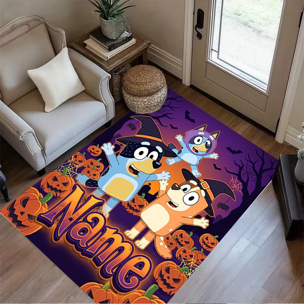 Bluey's Festive Family Personalized Name Floor Mat Suitable for Bedrooms Dormitory Living Rooms Balcony Antislip Carpet Office home decor