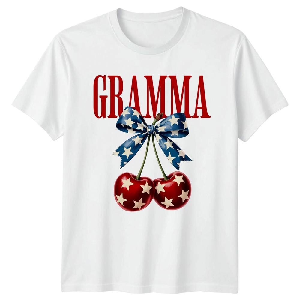 Gramma Grandparent Family Cherries Stars Unisexs TShirt Unisexs Tee Graphic Top S