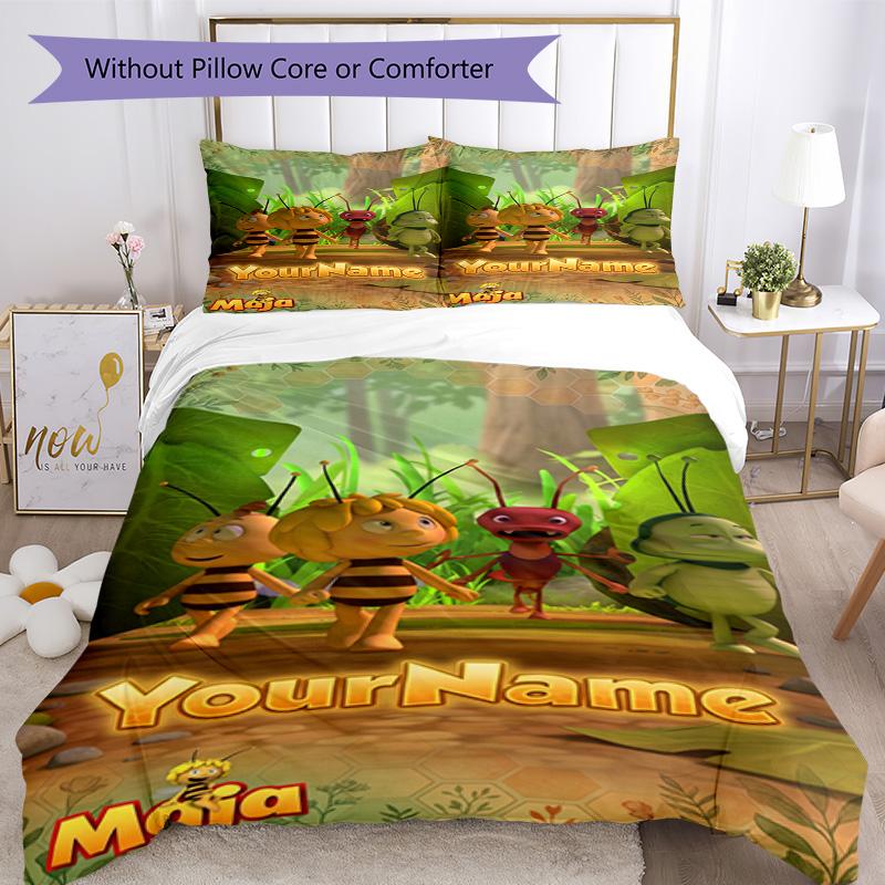 Biene Maja Customize Your Name Bedding Set Breathable Duvet Cover with Pillowcases Home Decoration Birthday Gift