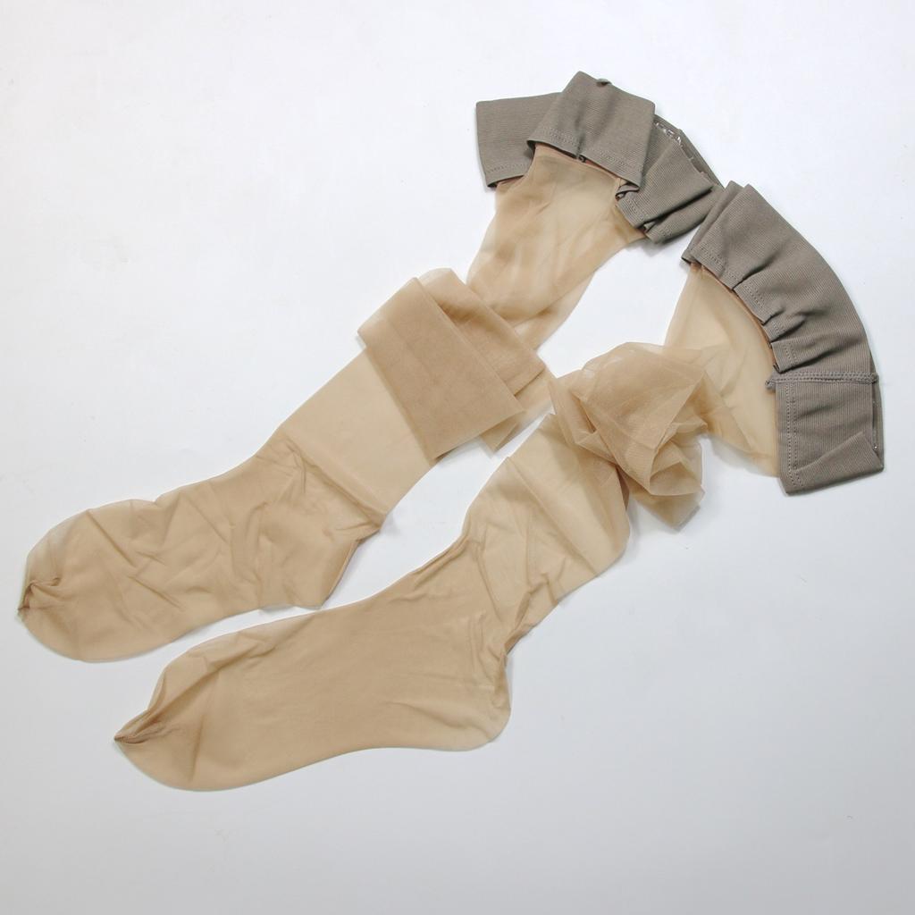 Ultra-Thin Transparent Nylon Spandex Valentine Thigh High Over Knee Socks Breathable Woven Solid Pattern Snagging Resistance