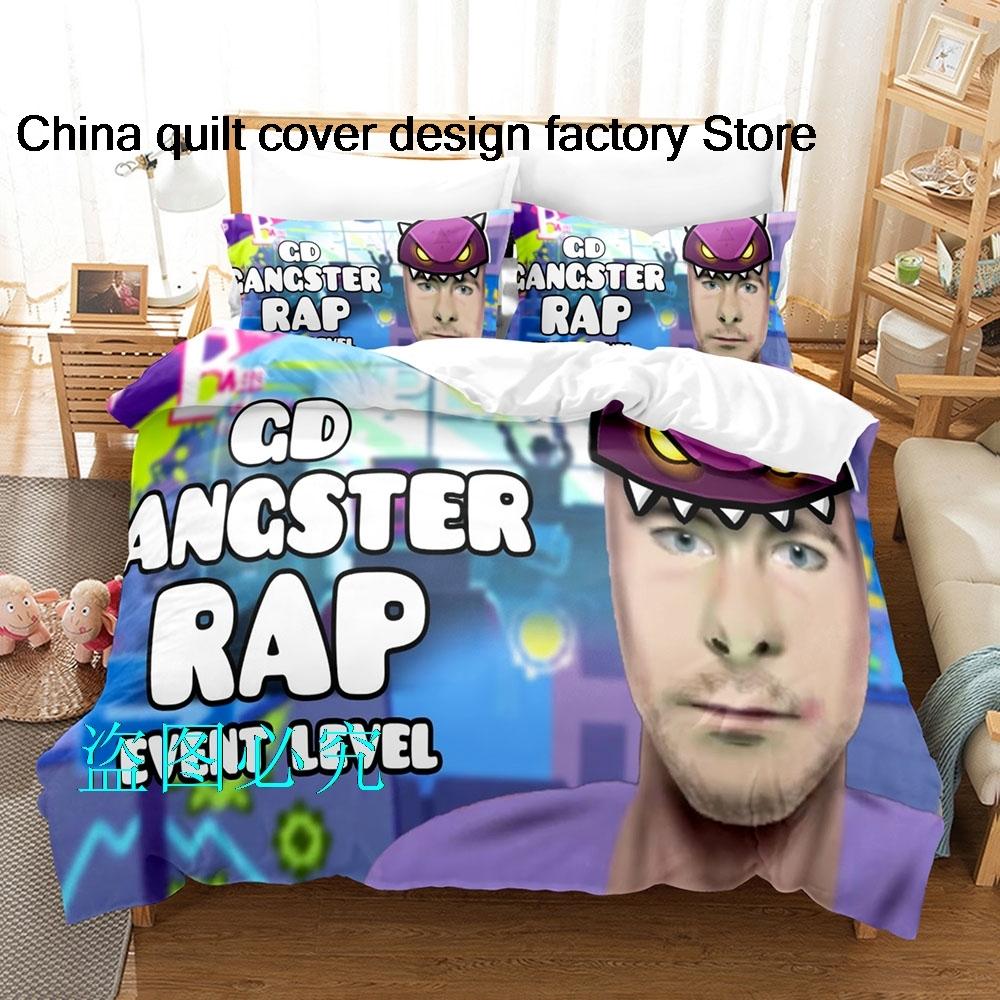 Hip Hop Angry Geometry Dash Bedding Set Single Twin Full Queen King Size Bed Set Adult Kid Bedroom Duvetcover Sets parure de