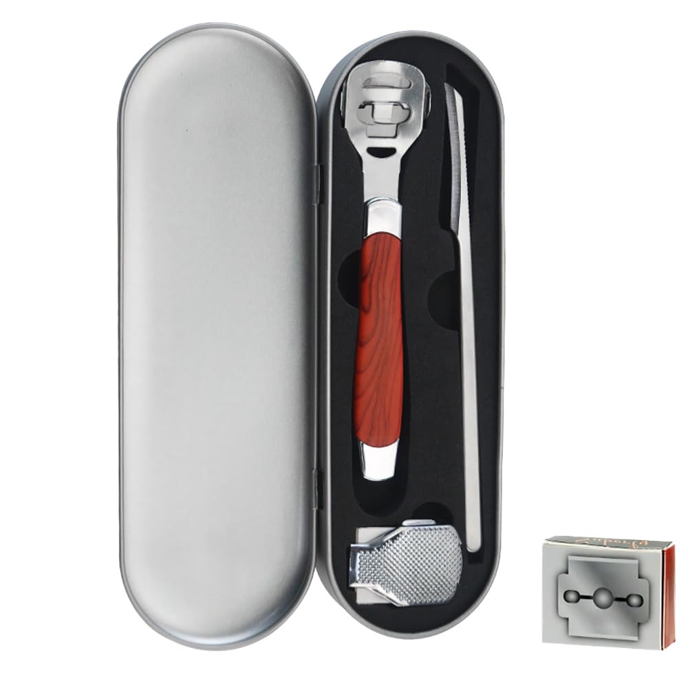 

YUANXINWL Callus Corn Heel Stainless Steel Foot Care Removes Calluses and Sole Foot Care Tool with 10 Replacement Blades Remover, Cutter, Shaver, Set,