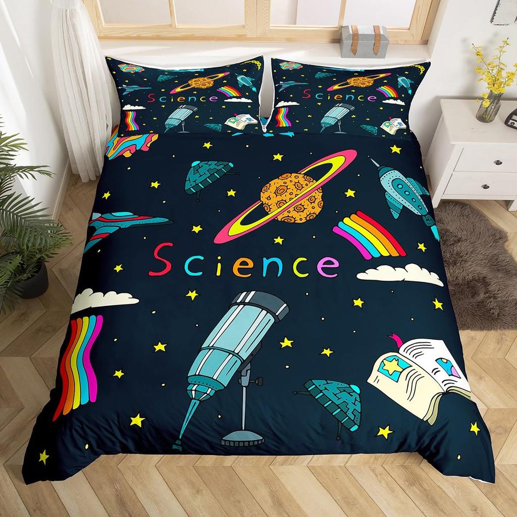 Science Formula Bedding Set Queen Chemical Elements Science Theme Duvet Cover for Boys Girls School Educational Dorm Room Decor