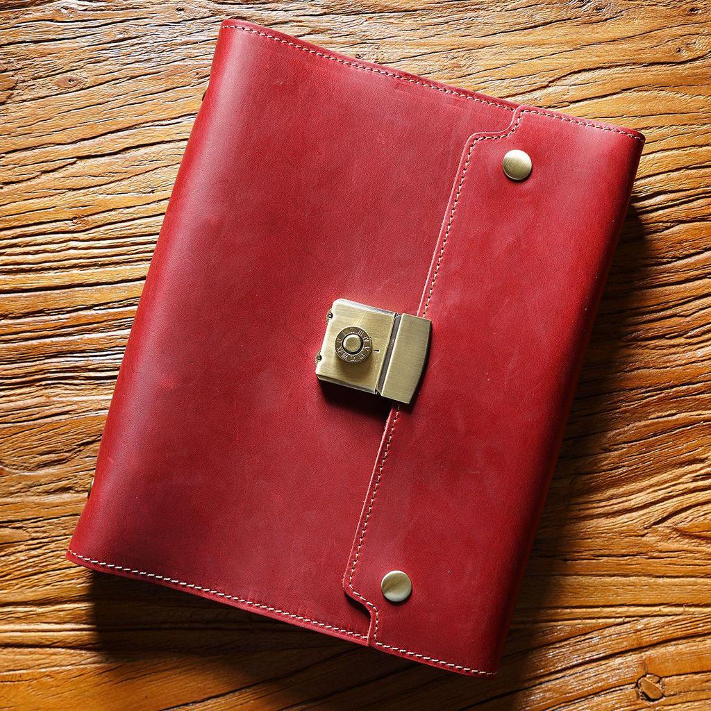 A5 Retro Genuine Leather Password Notebook: European-Style Business Diary with Multifunctional Loose-Leaf Design