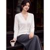 Basic House Women's V-Neck Lace-Trim Long-Sleeve Knit Top