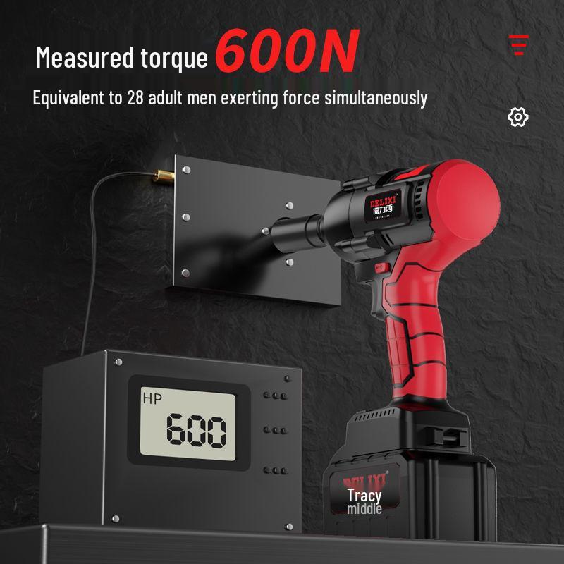 Delixi High Torque Brushless Impact Wrench - Electric Air Wrench with Lithium Battery & Charging Board for Auto Repair.