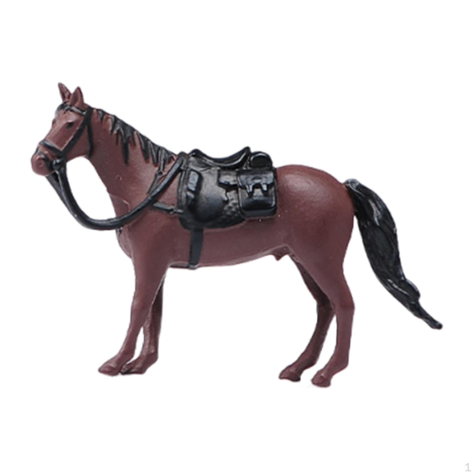 

1/64 Horse Model Farm Animal Figure DIY Layout Simulation Painted Tiny Figurine Resin коричневий
