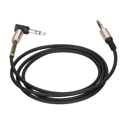 Metal 3.5mm Male To Male Elbow Stereo Headphone Car Aux Audio Extension Cable 1m 3.3ftBlack