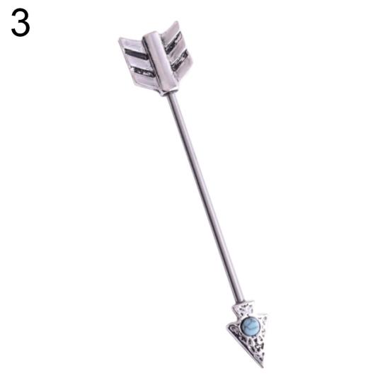 Retro Arrow Industrial Scaffold Bar Ear Cartilage Helix Barbell Piercing Jewelry