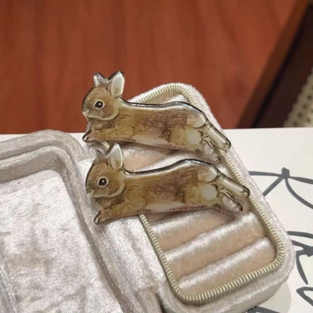

2Pcs New Rabbit Bunny Hair Clips Non-Slip Harajuku Barrette Acrylic Hairpin Headdress