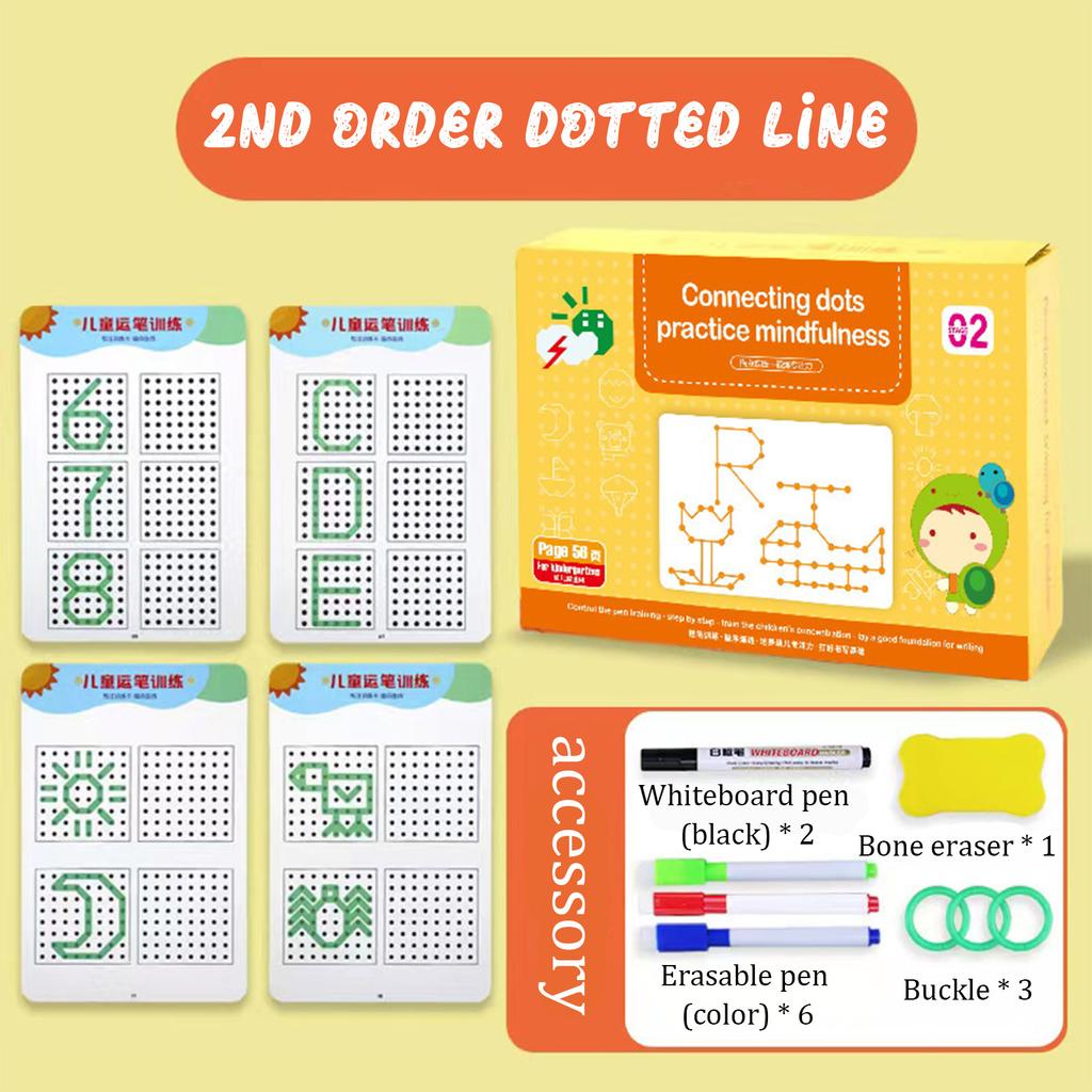 136Page Children  Drawing Toy Pen Control Training Color Shape Math  Game Set Toddler Learning Educational Toy 1ml
