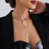 Cross-Border Jewelry, Niche Metal Letter B Thick Aluminum Chain Necklace Jewelry Ins Fringed Imitation Pearl Necklace Spice Girl