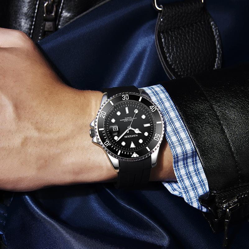 KIMSDUN Zielony Zegarek Duch Wody Silikonowy Zegarek Męski Modny Luminous Wodoodporny Zegarek Kwarcowy