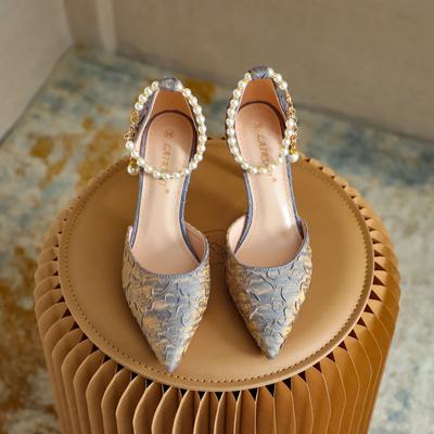 Größe31-44 Hochwertige Damenpumps Luxus Perlenbesetztes Stiletto Braut Hochzeitsschuhe Mode Einzelner Schuh Bankettkleid Damen Sandalen