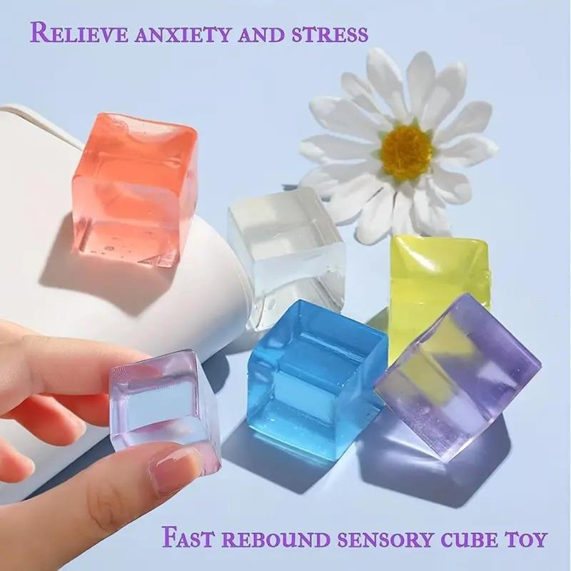 5-Pack Ice Cube Squeeze Toys - Colorful Mini Stress Relief Balls for Anxiety, Fidgeting & Sensory Sensitivity
