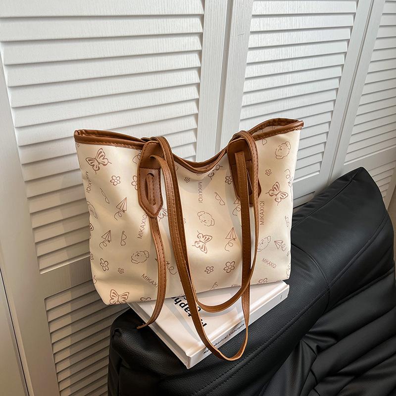 Large-capacity Bags Women's Foreign Style Is Versatile 2025 Spring and Summer New Fashion Casual Printed Shoulder Bag Tote Bag
