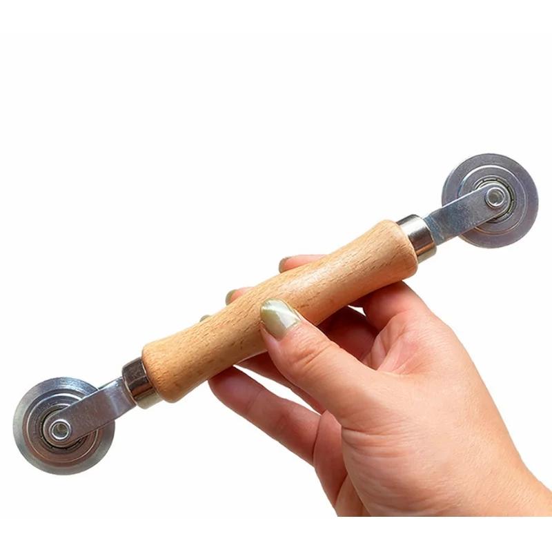 Wooden Handle Steel Wheels Spline Roller Tool for Double Window Installation Durable Screen Door Manual Mosquito Repair