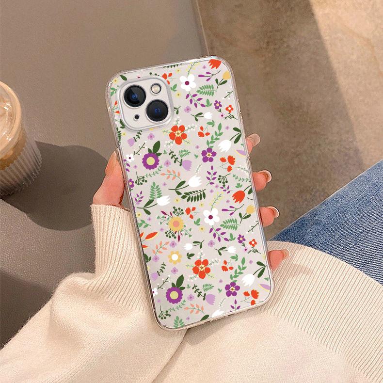 Luxury Daisy Flower Leaf Pattern Phone Case For iPhone 17 15 14 16 13 12Mini 11 Pro Max XS XR 7 8Plus Transparent Soft Cover Bag